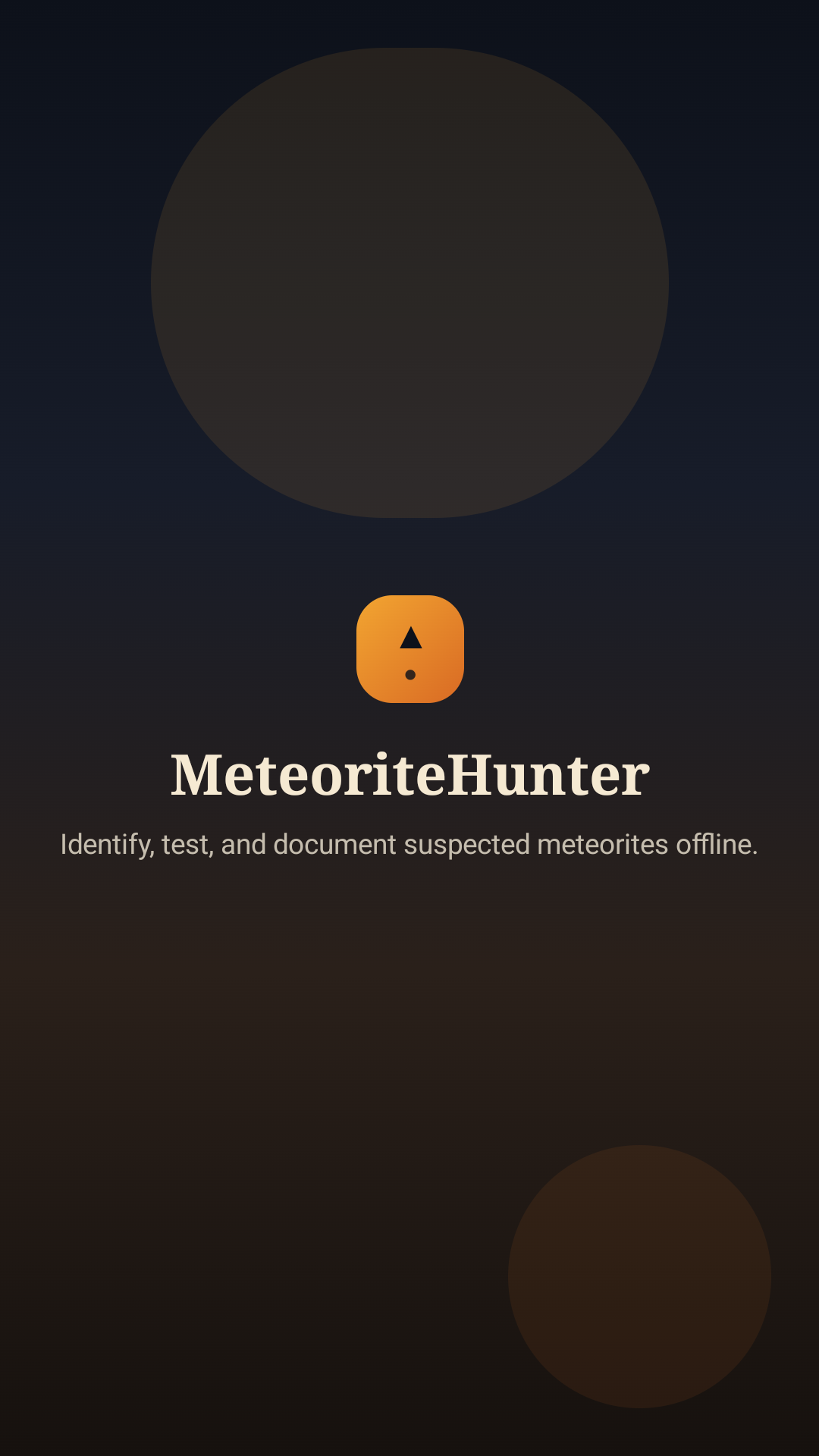 MeteoriteHunter onboarding screen